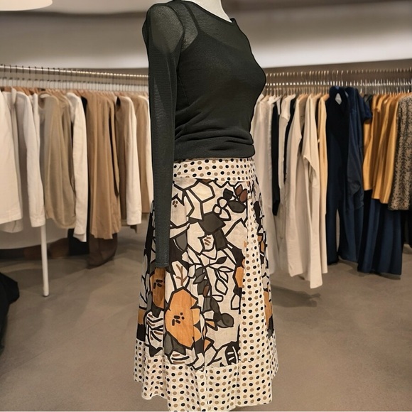 New Weekend Max Mara Floral Dot Printed Cotton Poplin Skirt Sz IT 38 US 4 NWOT - Picture 9 of 16